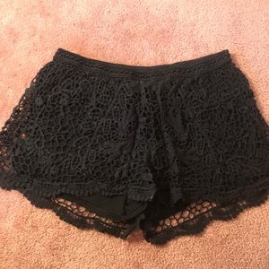 Stretchy black lace shorts